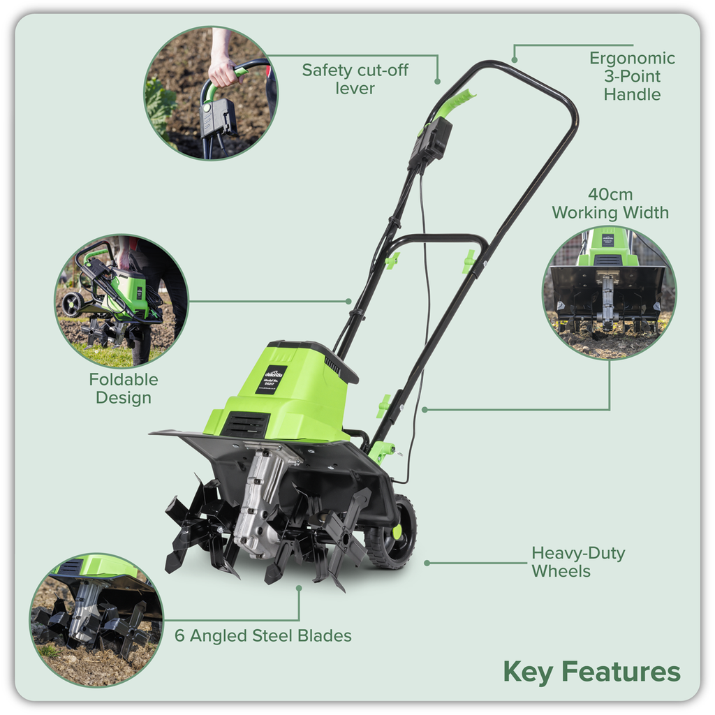 Dellonda Electric Tiller Cultivator 40cm 1500W
