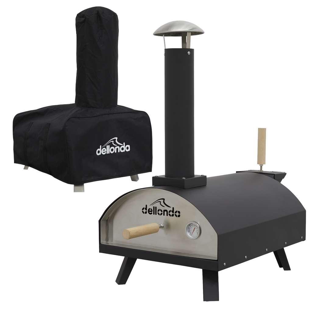 Dellonda Wood-Fired Pizza Oven with Cover 14", Black (DG218)