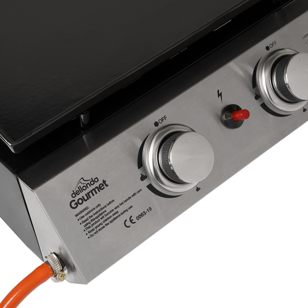 Dellonda 2 Burner Portable Gas Plancha 5kW, Stainless Steel (DG21)