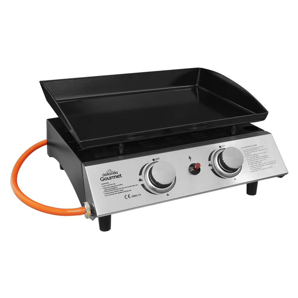 Dellonda 2 Burner Portable Gas Plancha 5kW, Stainless Steel (DG21)