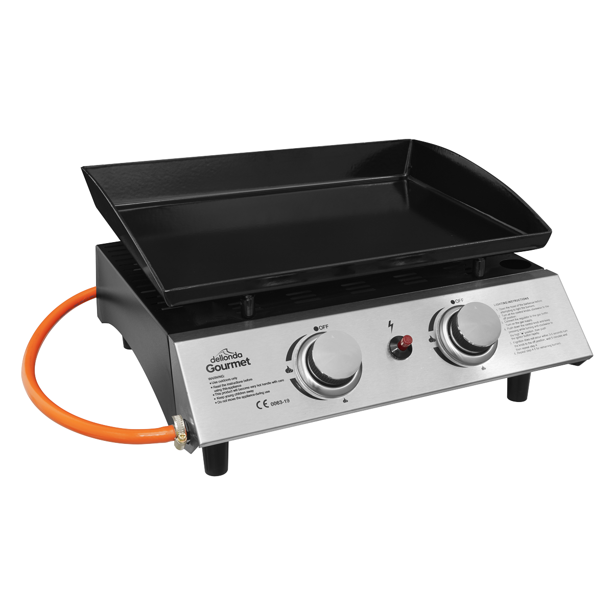 Dellonda 2 Burner Portable Gas Plancha 5kW, Stainless Steel (DG21) (Factory Refurbished A)