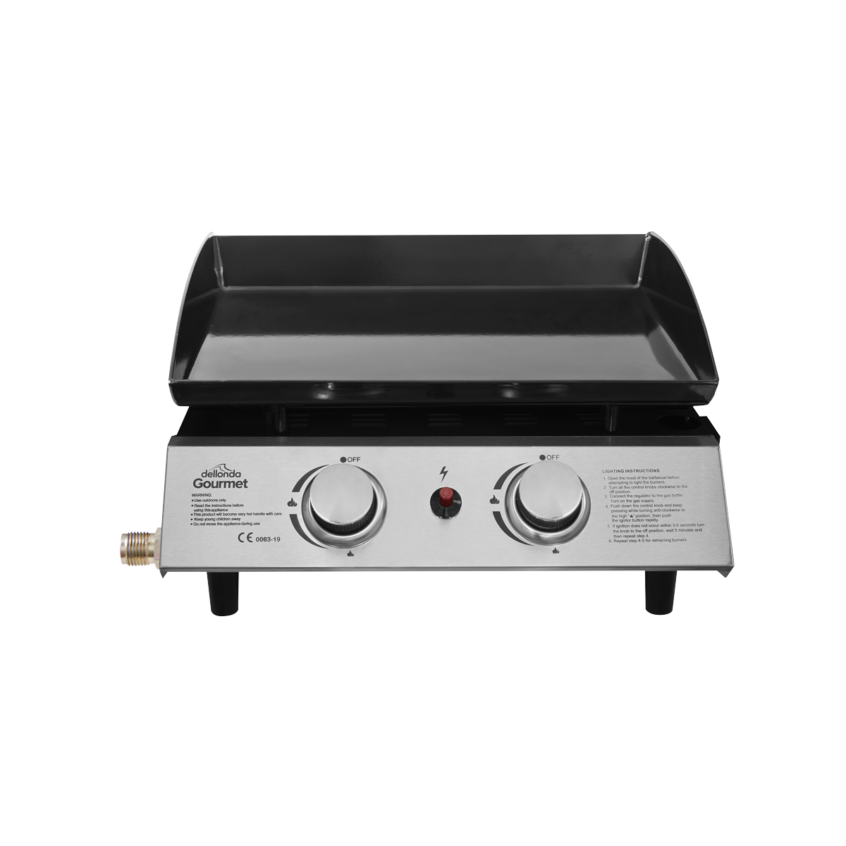 Dellonda 2 Burner Portable Gas Plancha 5kW, Stainless Steel (DG21)