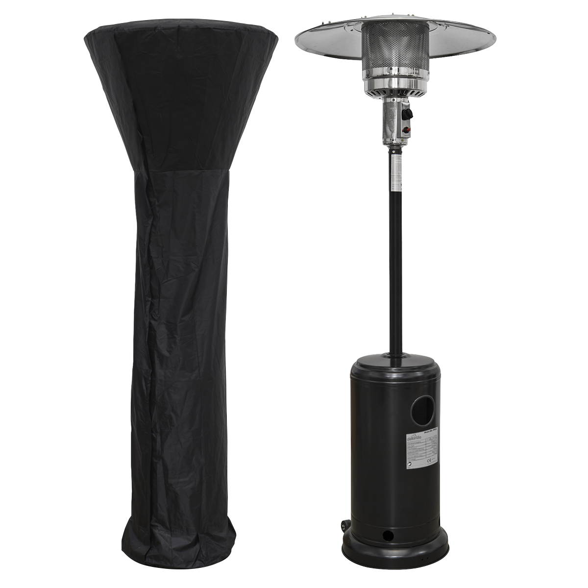 Dellonda Freestanding Gas Patio Heater 13kW with wheels for Commercial & Domestic Use, Supplied with Cover, Black