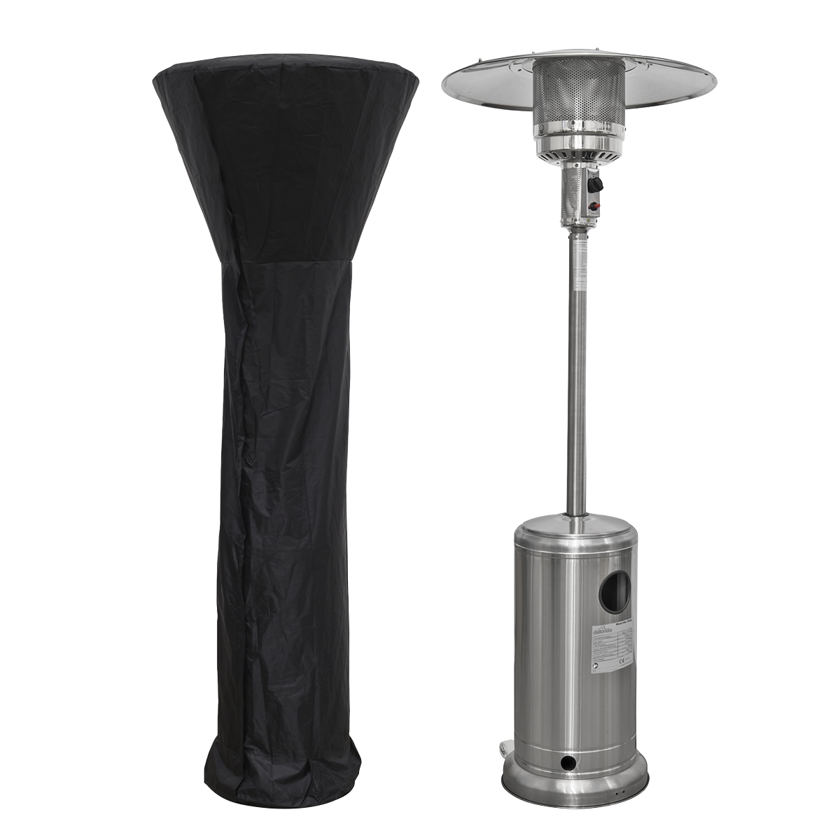 Dellonda Freestanding Gas Patio Heater 13kW with Wheels Supplied with Cover, Stainless Steel
