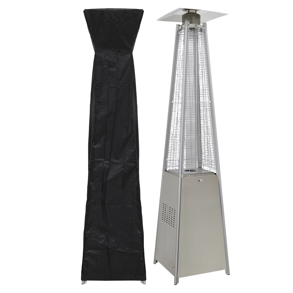 Dellonda Pyramid Gas Patio Heater with Cover 13kW, Stainless Steel (DG225)