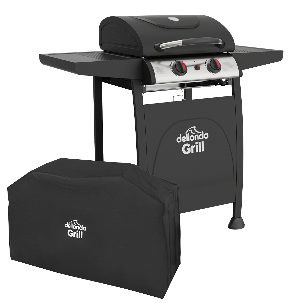 Dellonda 2 Burner Gas BBQ Grill with Piezo Ignition & Cover, Black (DG227)