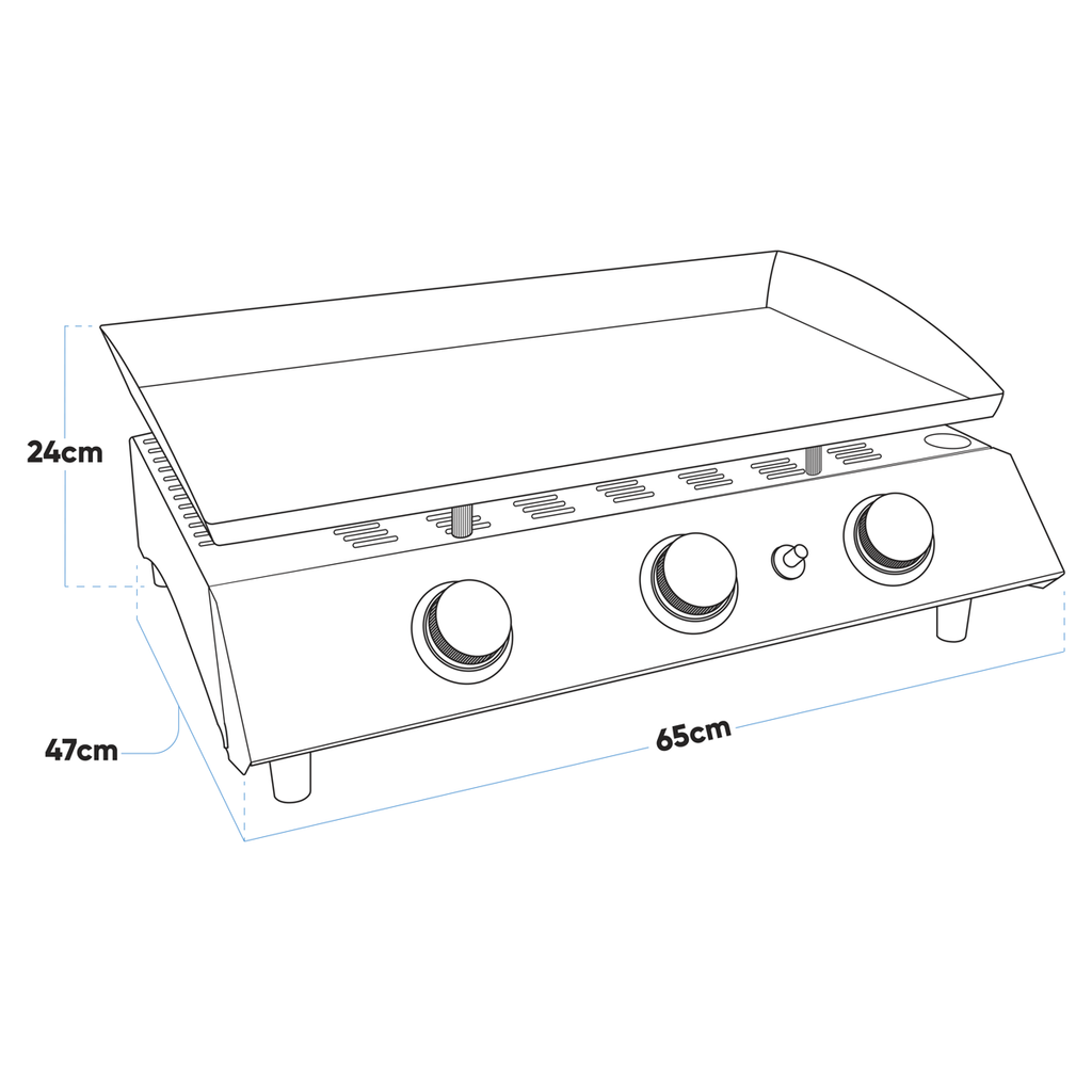 Dellonda 3 Burner Portable Gas Plancha 7.5kW, Stainless Steel (DG22) (Factory Refurbished A)