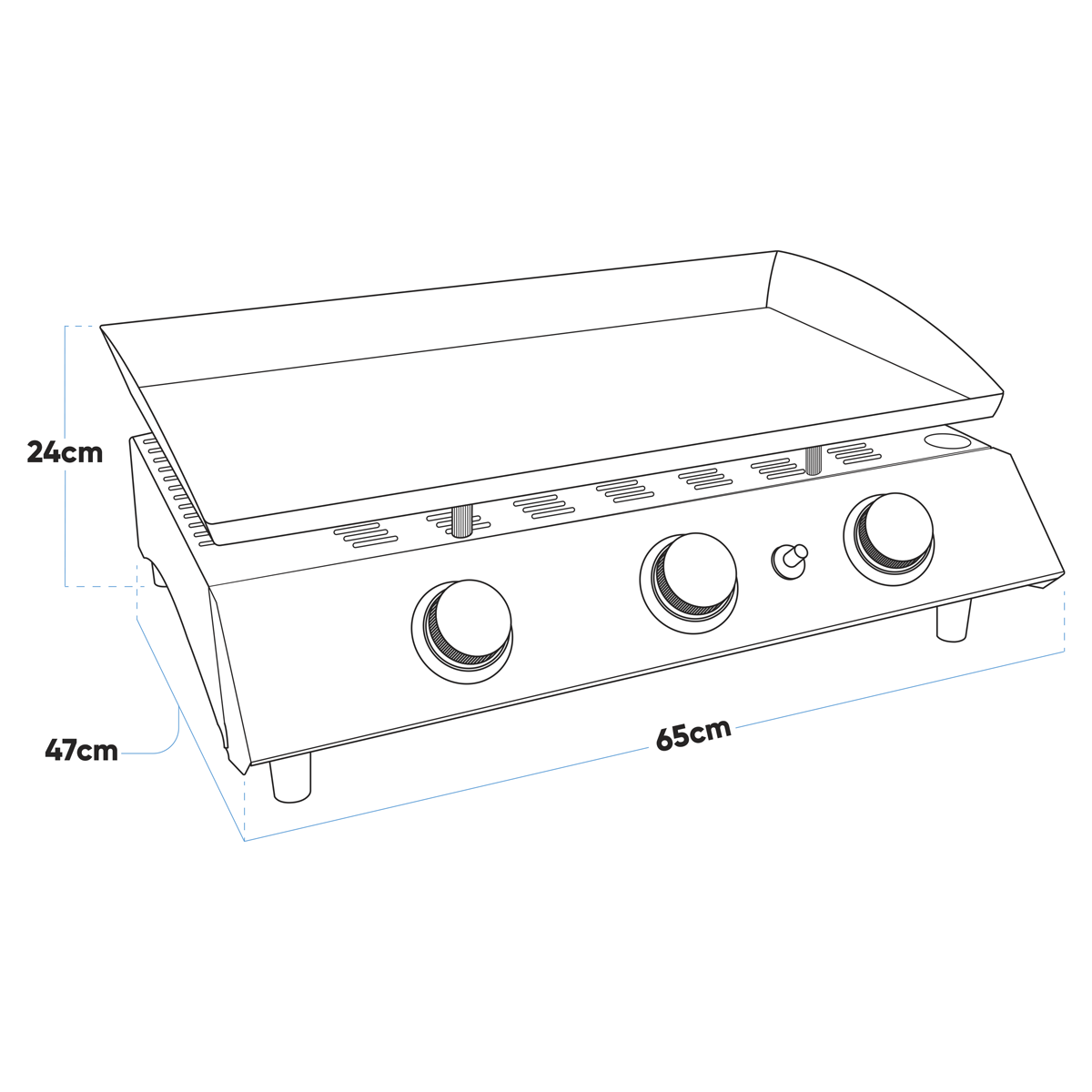 Dellonda 3 Burner Portable Gas Plancha 7.5kW, Stainless Steel (DG22) (Factory Refurbished A)
