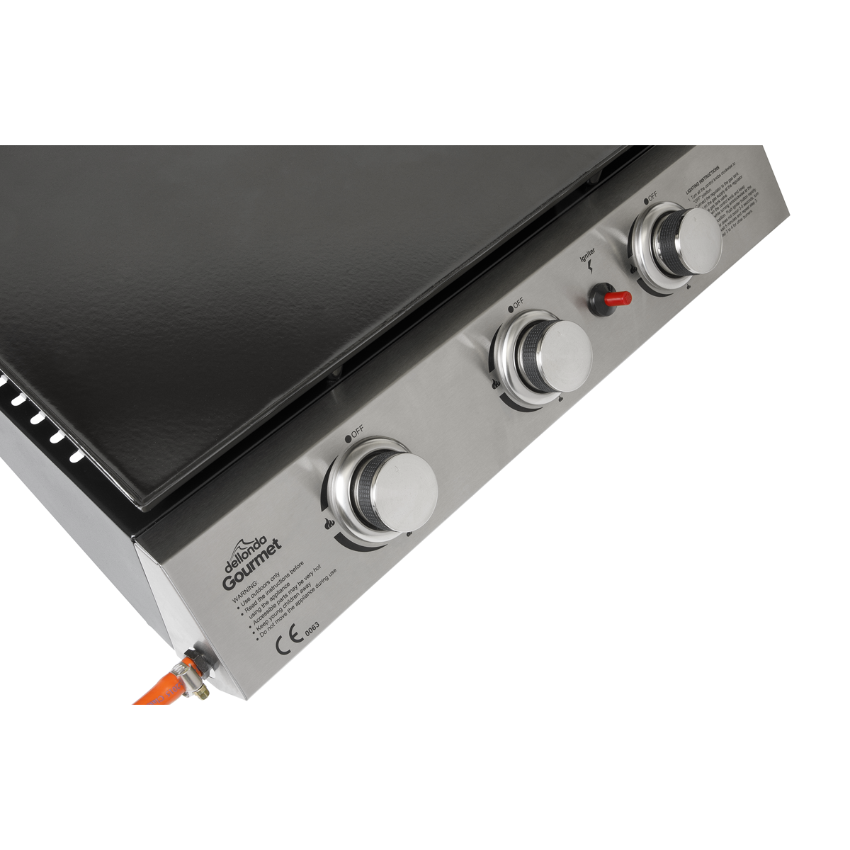 Dellonda 3 Burner Portable Gas Plancha 7.5kW, Stainless Steel (DG22) (Factory Refurbished A)