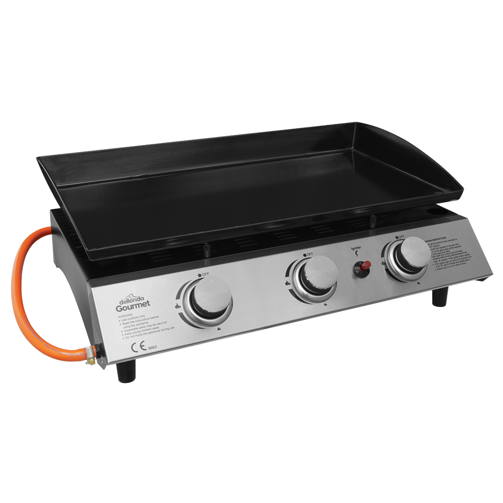 Dellonda 3 Burner Portable Gas Plancha 7.5kW, Stainless Steel (DG22) (Factory Refurbished A)