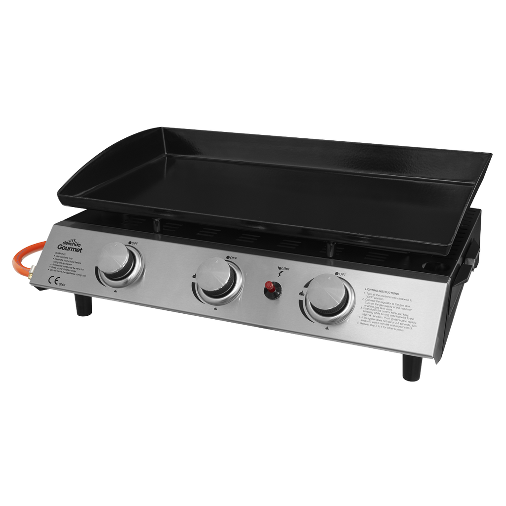 Dellonda 3 Burner Portable Gas Plancha 7.5kW, Stainless Steel (DG22) (Factory Refurbished A)