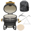 Dellonda Deluxe 16"(40cm) Ceramic Kamado Style BBQ, Cover, Grid Gripper, Heat Deflector & Heat Deflector Support