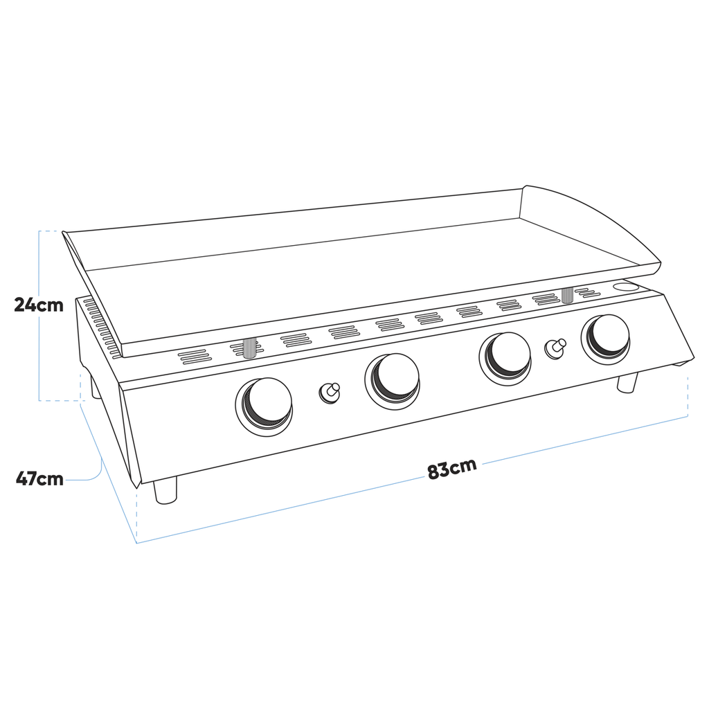 Dellonda 4 Burner Portable Gas Plancha 10kW, Stainless Steel (DG23) (Factory Refurbished A)