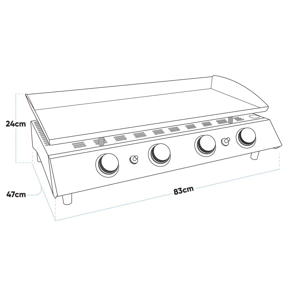 Dellonda 4 Burner Portable Gas Plancha 10kW, Stainless Steel (DG23) (Factory Refurbished A)