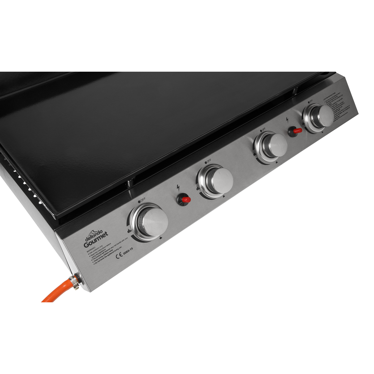 Dellonda 4 Burner Portable Gas Plancha 10kW, Stainless Steel (DG23) (Factory Refurbished A)