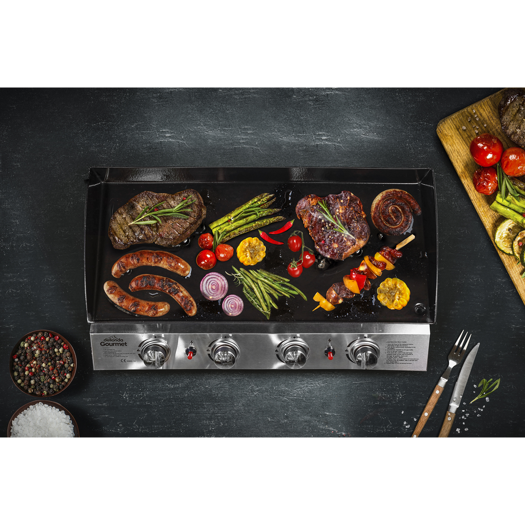 Dellonda 4 Burner Portable Gas Plancha 10kW, Stainless Steel (DG23) (Factory Refurbished A)