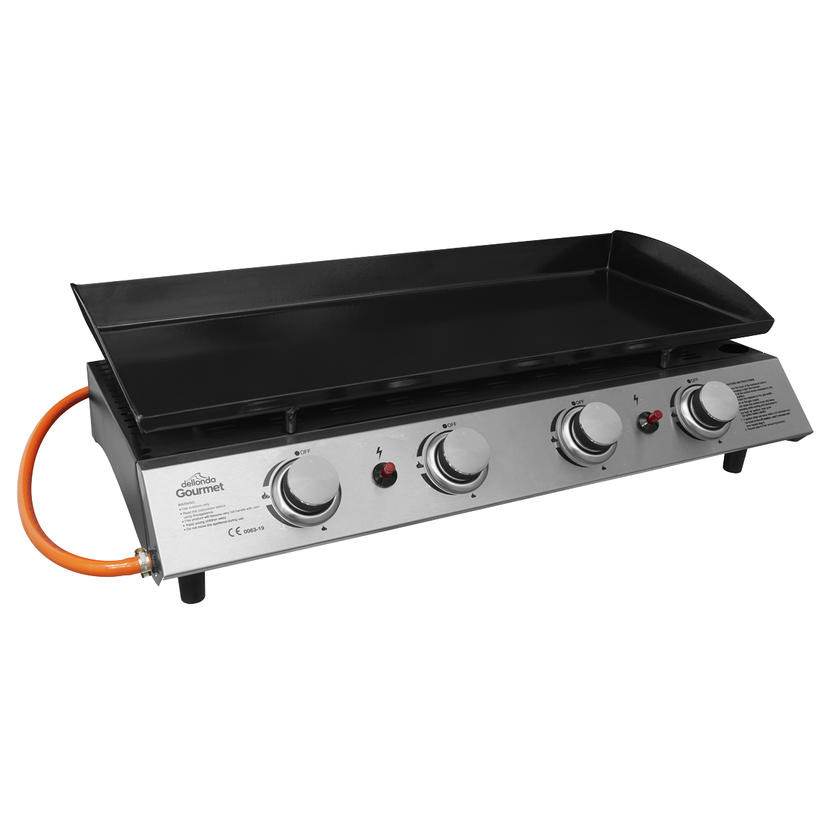 Dellonda 4 Burner Portable Gas Plancha 10kW, Stainless Steel (DG23) (Factory Refurbished B)