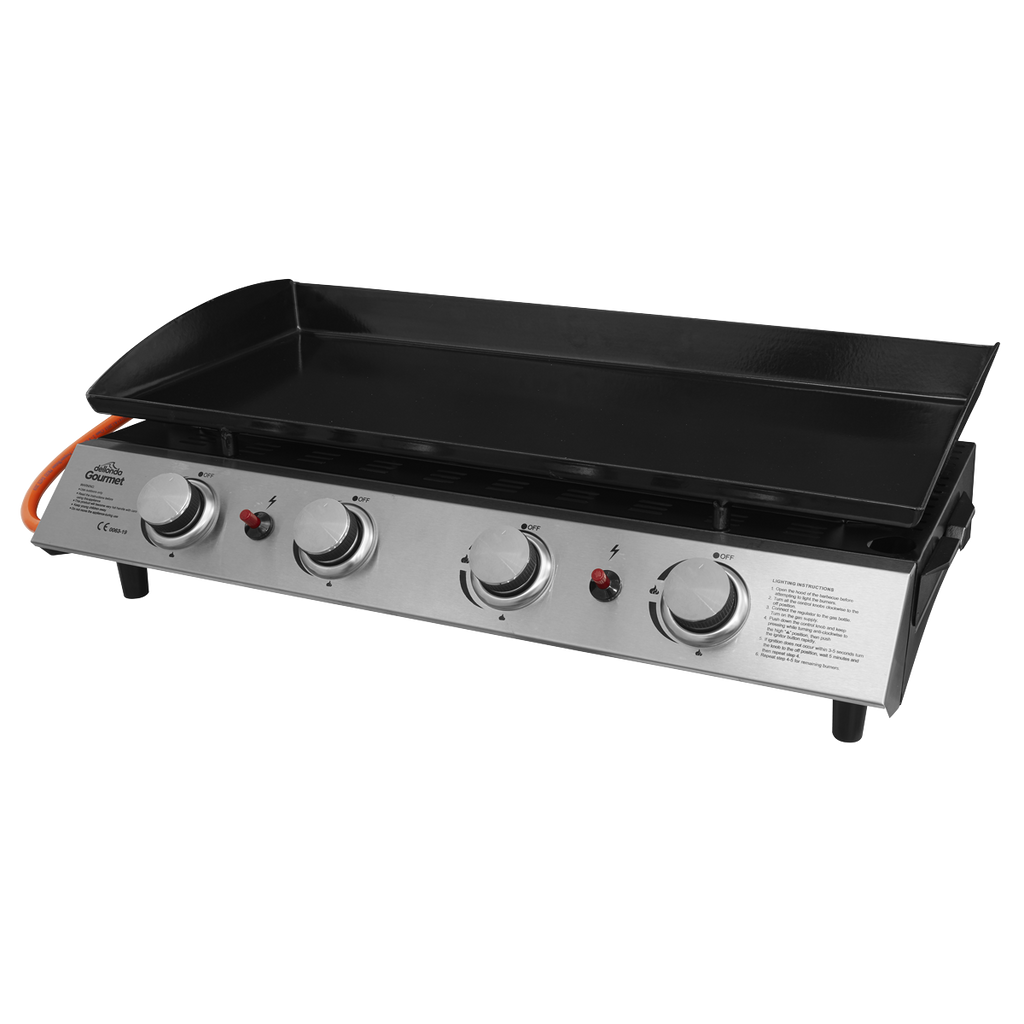 Dellonda 4 Burner Portable Gas Plancha 10kW, Stainless Steel (DG23) (Factory Refurbished A)