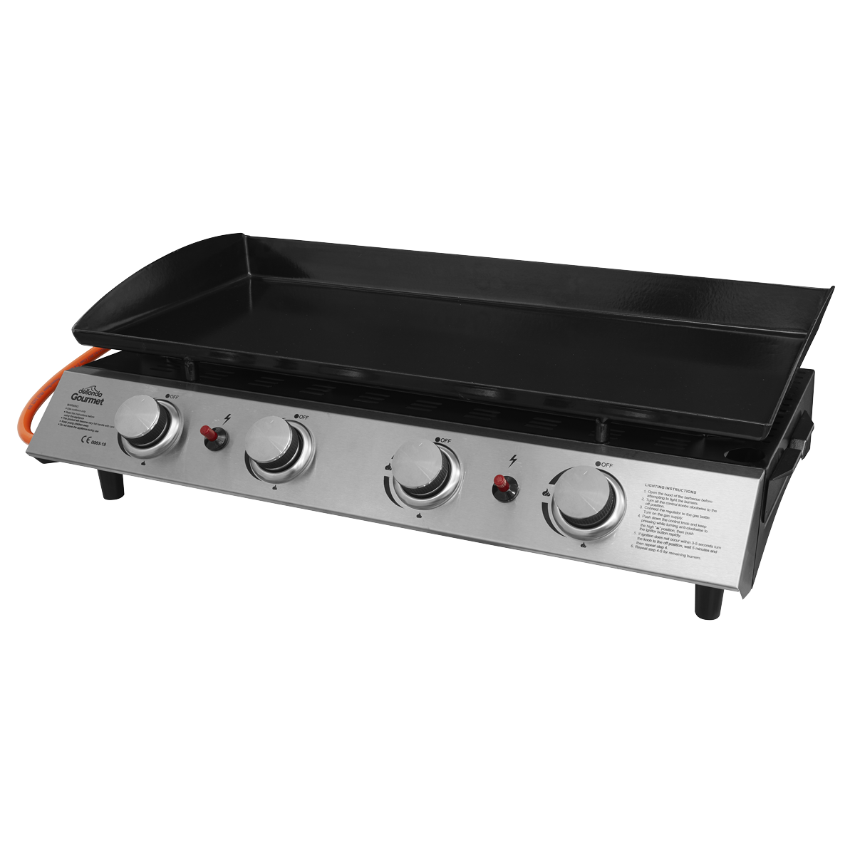 Dellonda 4 Burner Portable Gas Plancha 10kW, Stainless Steel (DG23) (Factory Refurbished A)