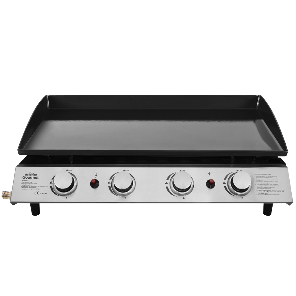 Dellonda 4 Burner Portable Gas Plancha 10kW, Stainless Steel (DG23) (Factory Refurbished A)