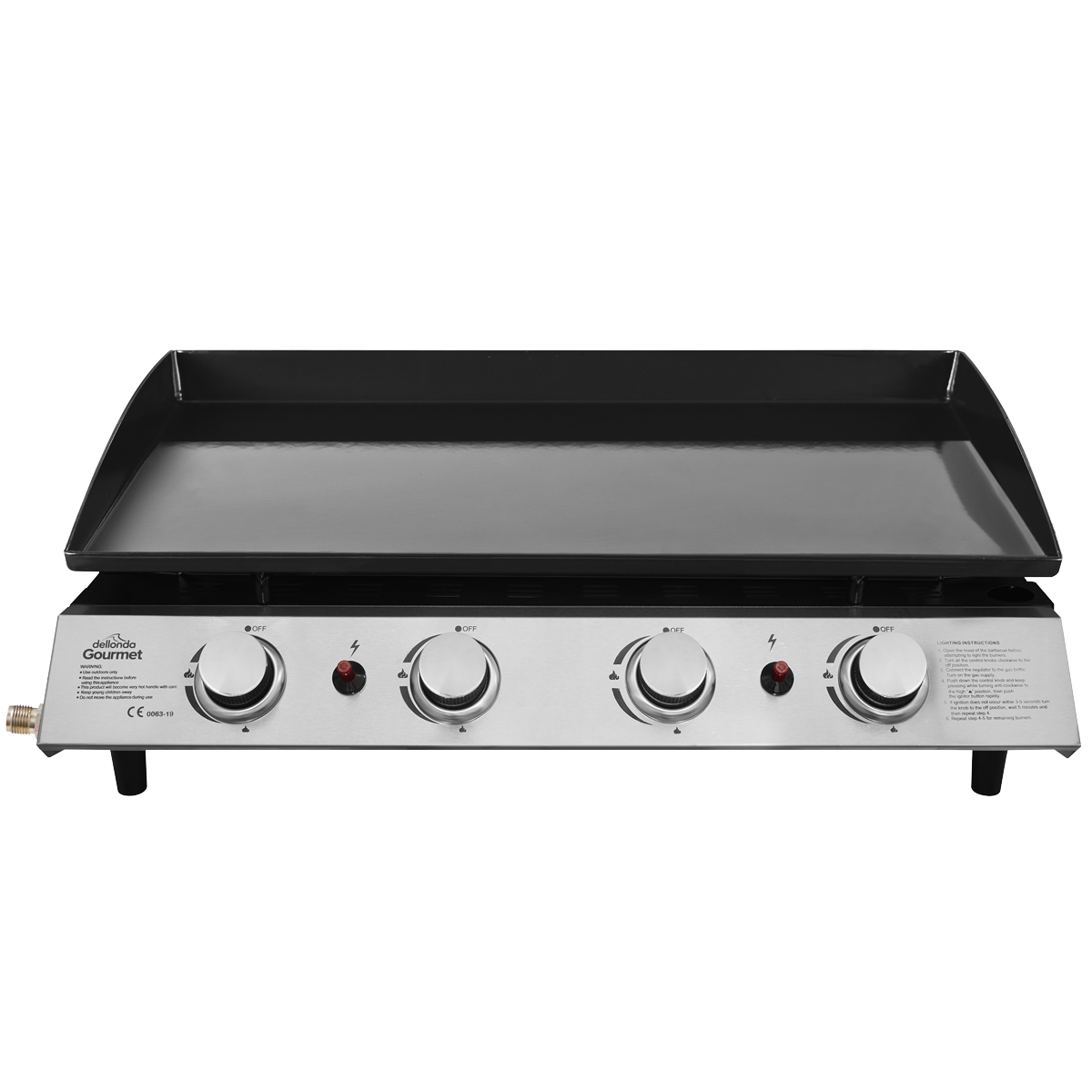 Dellonda 4 Burner Portable Gas Plancha 10kW, Stainless Steel (DG23) (Factory Refurbished A)