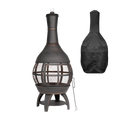 Dellonda Deluxe 360° Chiminea/Fire Pit/Outdoor Heater with Fire Poker & Water-Resistant Drawstring Cover - Antique Bronze Finish - DG241