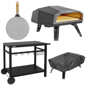 Dellonda Gas Pizza Oven with Water-Resistant Cover/Carry Bag, 12" Pizza Peel & Plancha Trolley