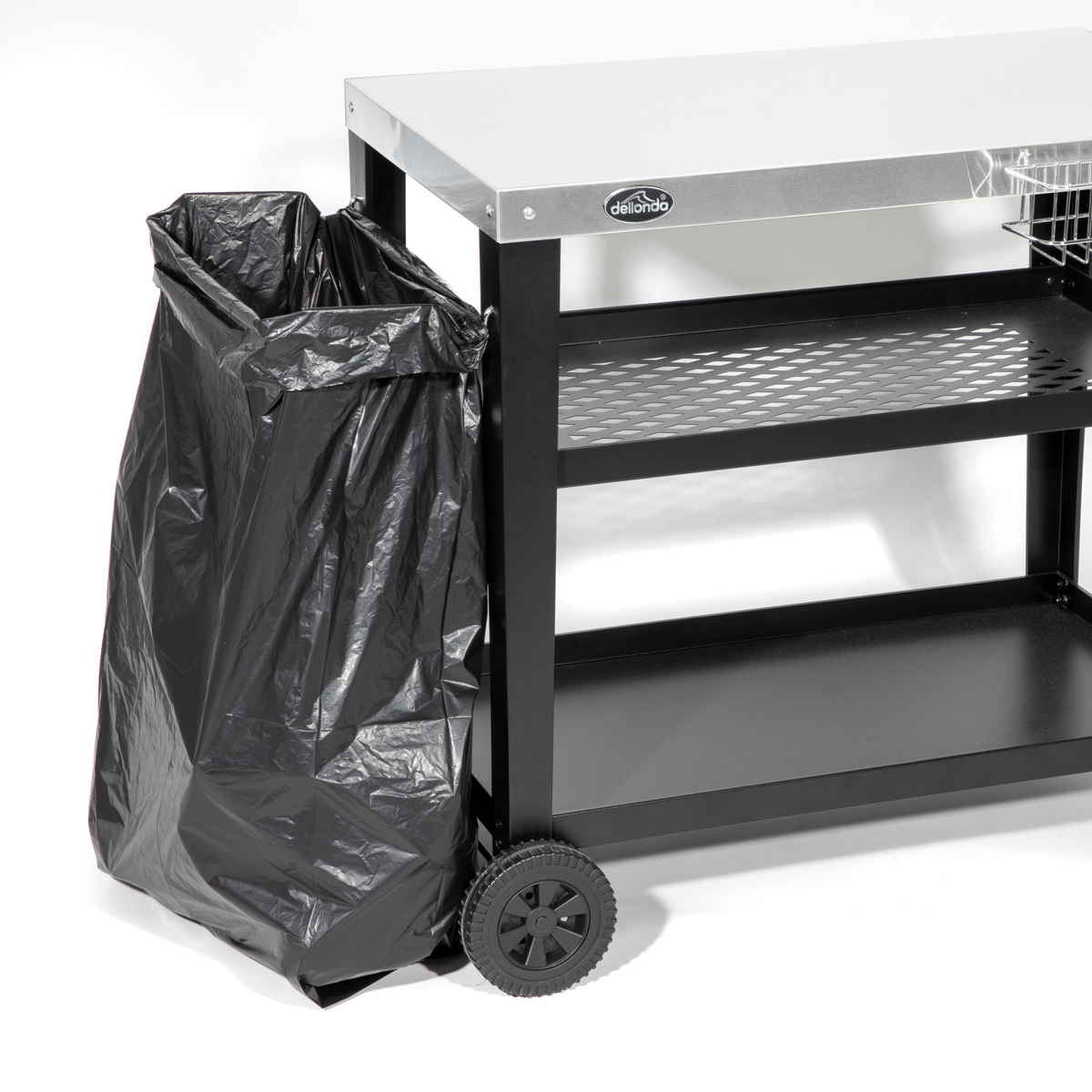 Dellonda BBQ/Plancha Trolley with Utensil Holder, Stainless Steel Top (DG263)
