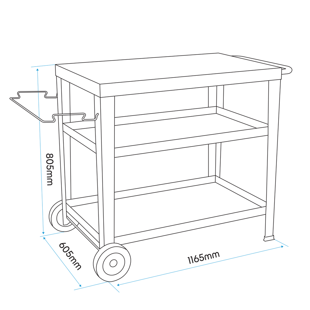 Dellonda BBQ/Plancha Trolley with Utensil Holder, Stainless Steel Top (DG263)