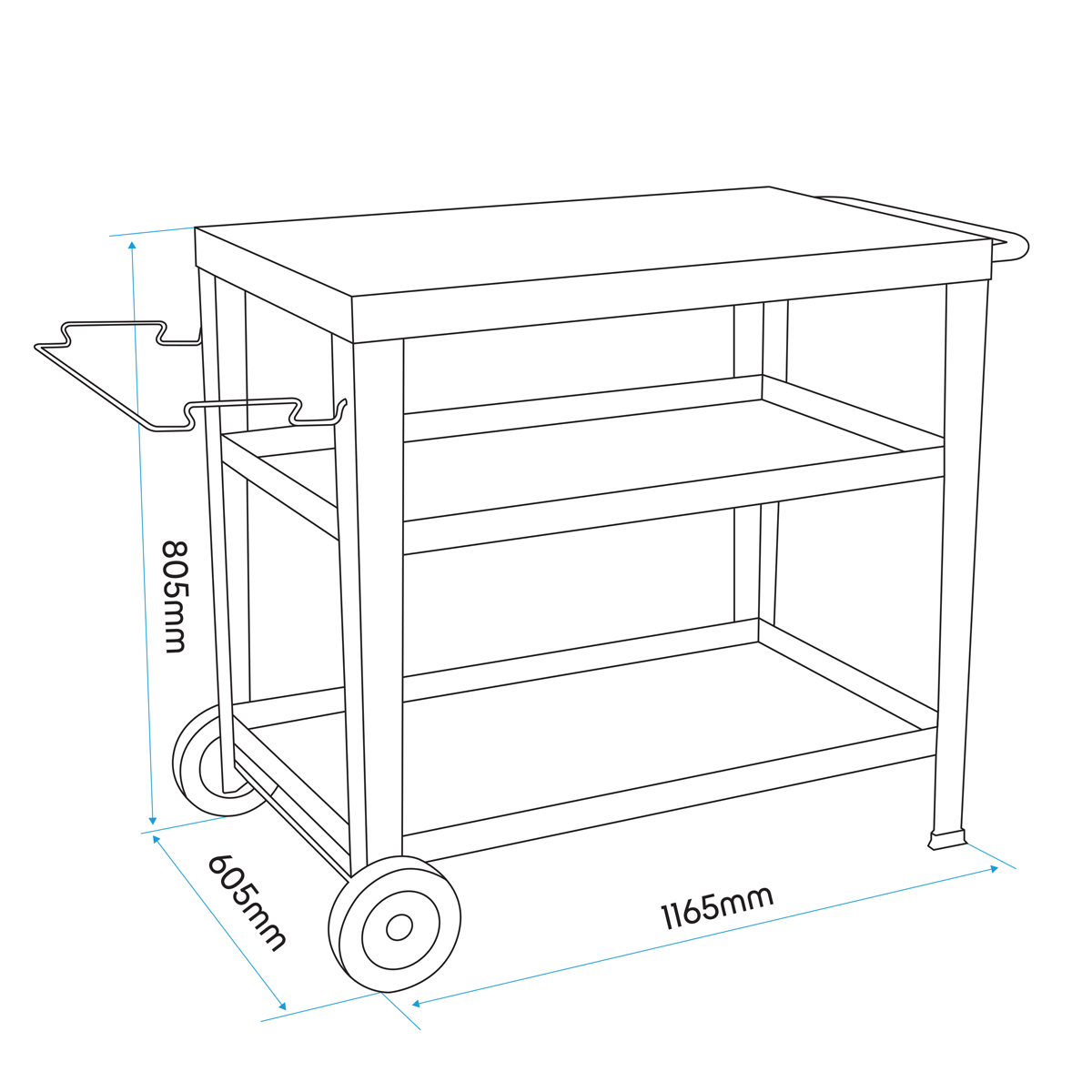Dellonda BBQ/Plancha Trolley with Utensil Holder, Stainless Steel Top (DG263)