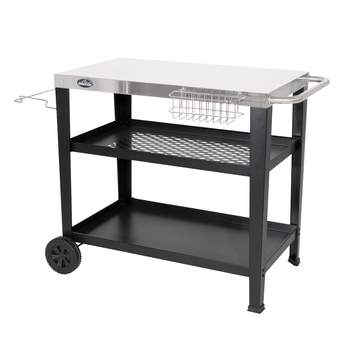 Dellonda BBQ/Plancha Trolley with Utensil Holder, Stainless Steel Top (DG263)