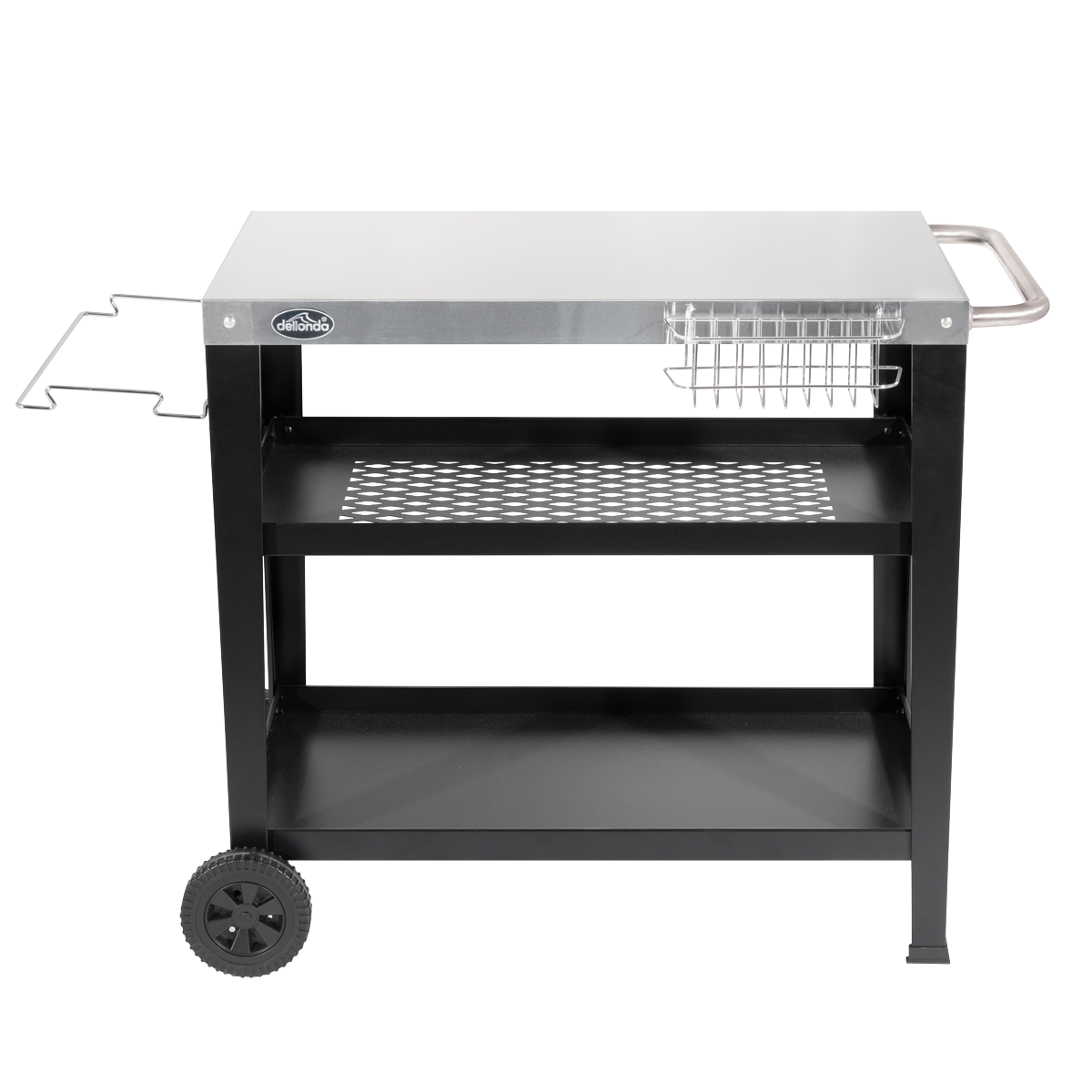Dellonda BBQ/Plancha Trolley with Utensil Holder, Stainless Steel Top (DG263)