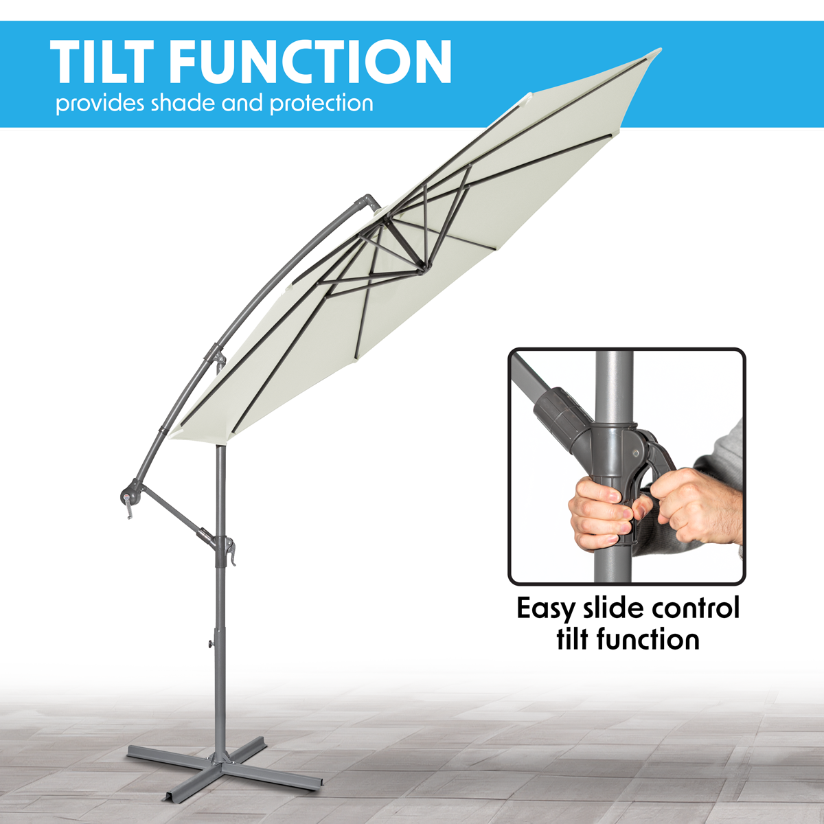 Dellonda Banana Parasol with Cover 3m, Cream (DG265)