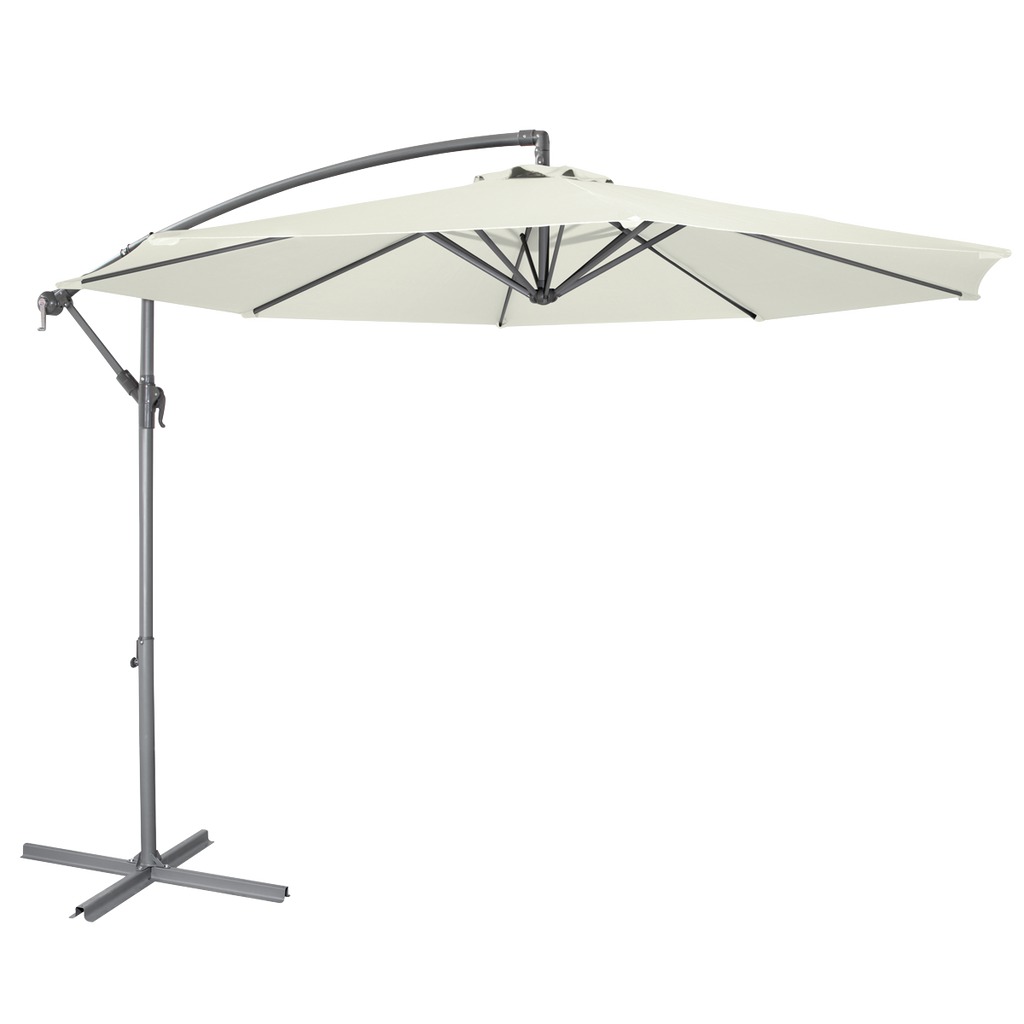 Dellonda Banana Parasol with Cover & Base 3m, Cream (DG271)