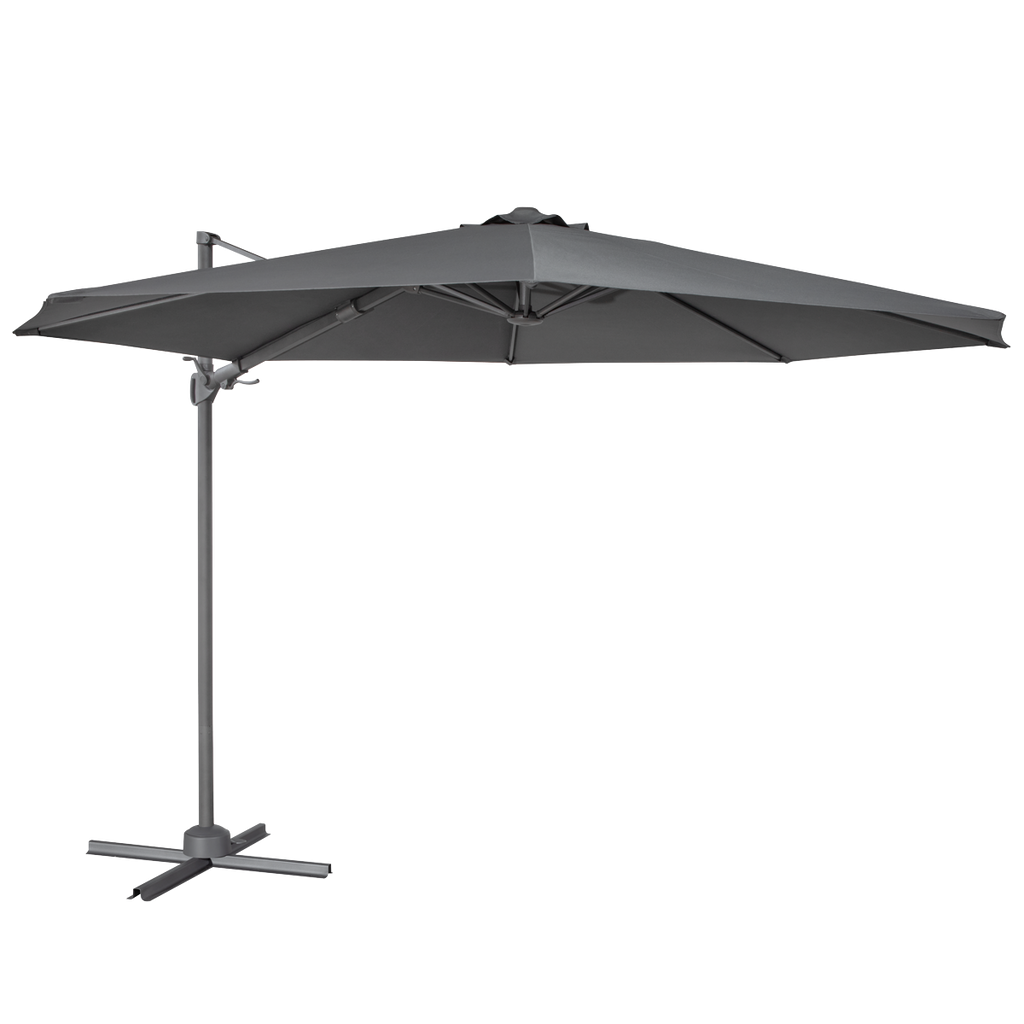 Dellonda Cantilever Parasol with Cover & Base 3m, 360° Rotation, Grey (DG272)
