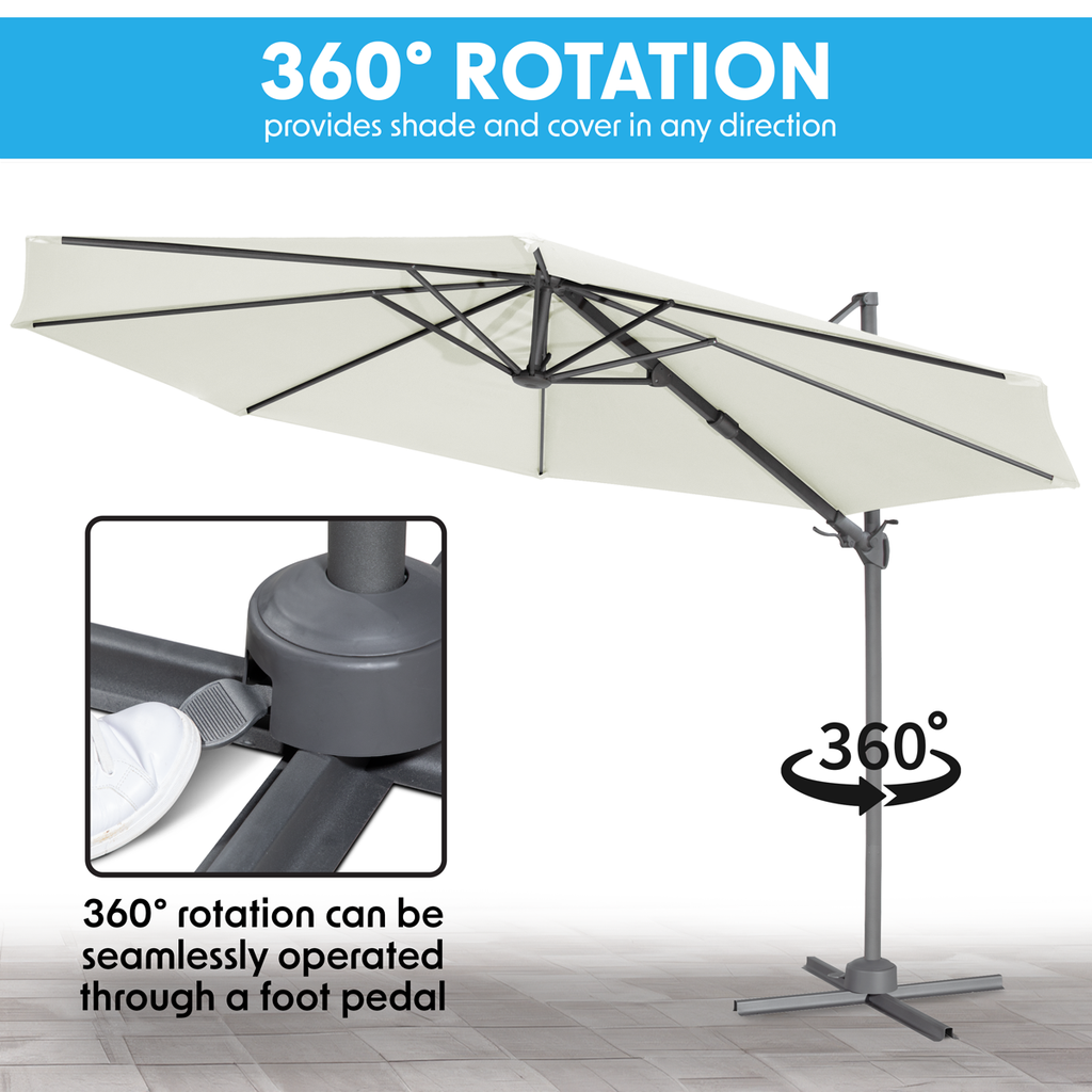 Dellonda Cantilever Parasol 3m 360 Rotation Cream