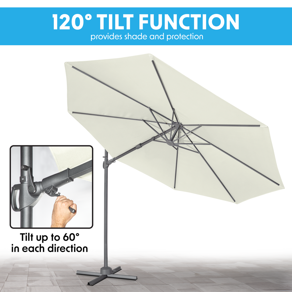 Dellonda Cantilever Parasol 3m 360 Rotation Cream