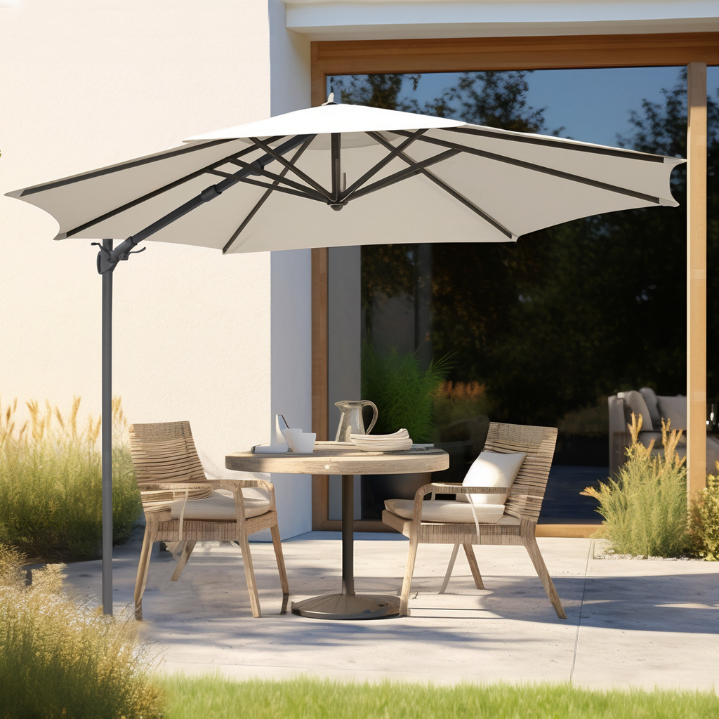 Dellonda Cantilever Parasol 3m 360 Rotation Cream