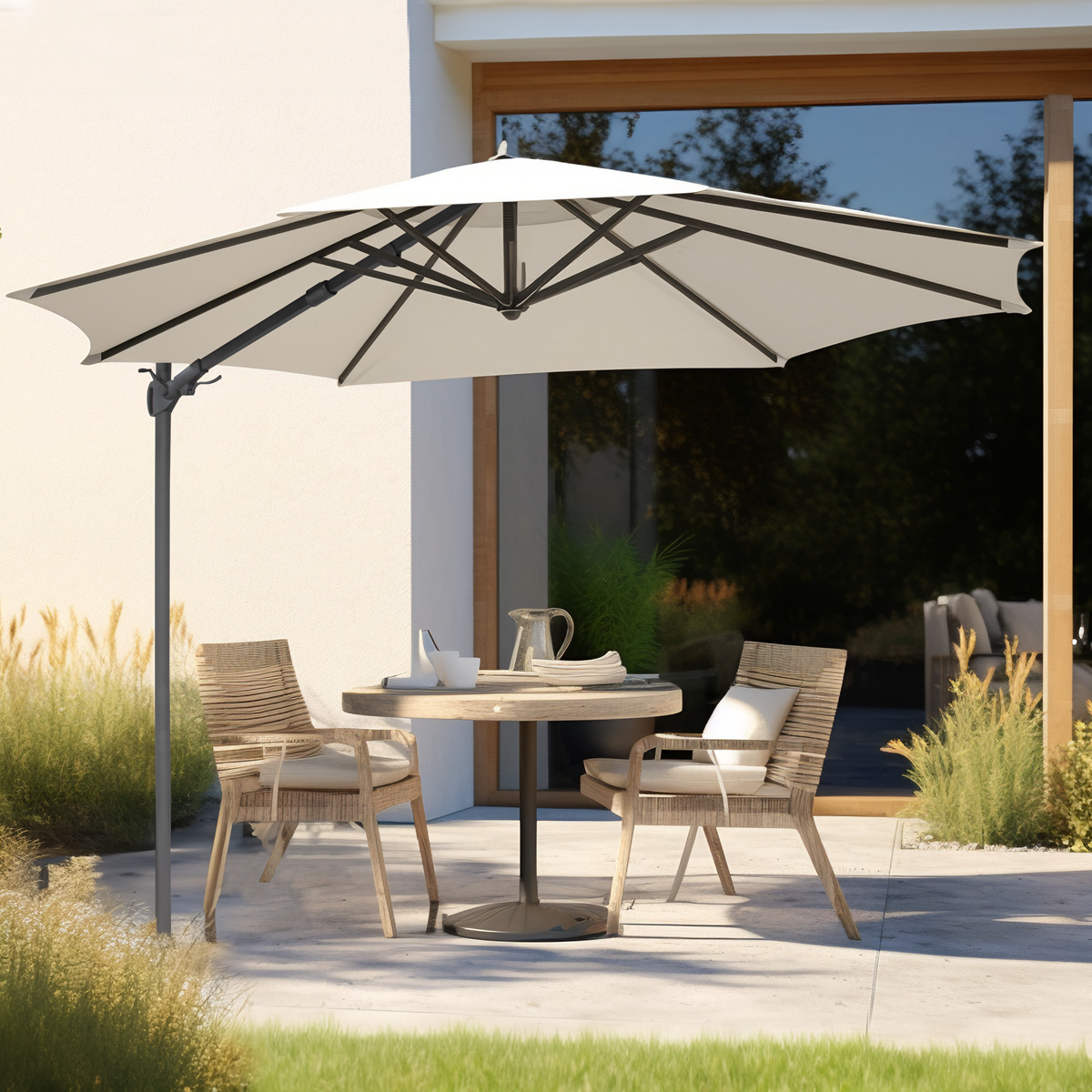 Dellonda Cantilever Parasol 3m 360 Rotation Cream