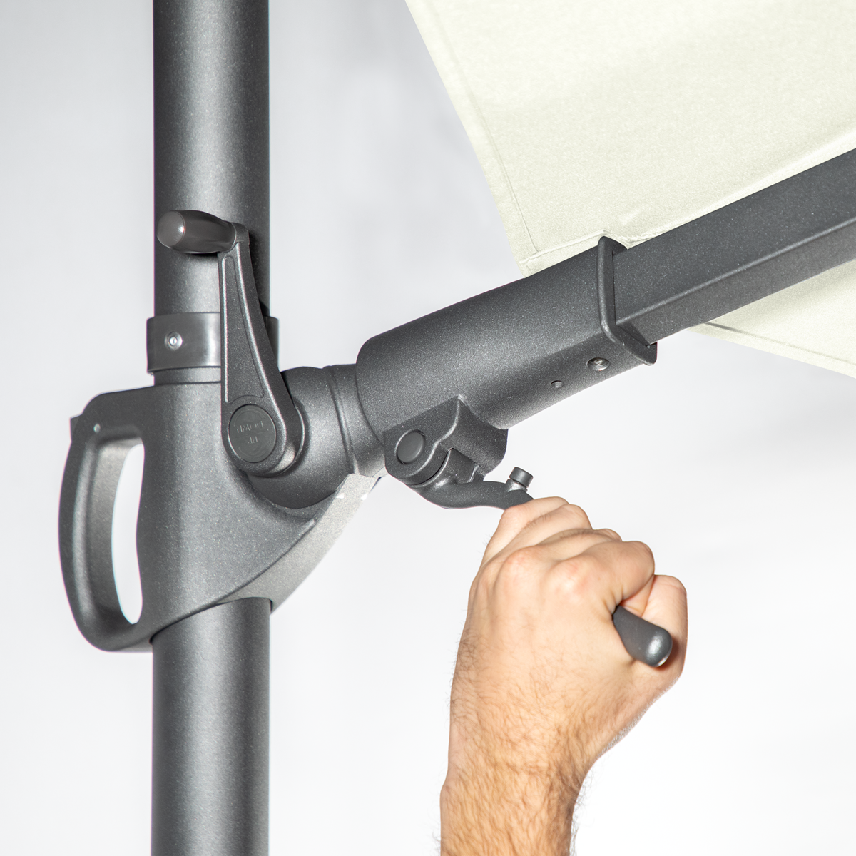 Dellonda Cantilever Parasol with Cover 3m, 360° Rotation, Cream (DG268)