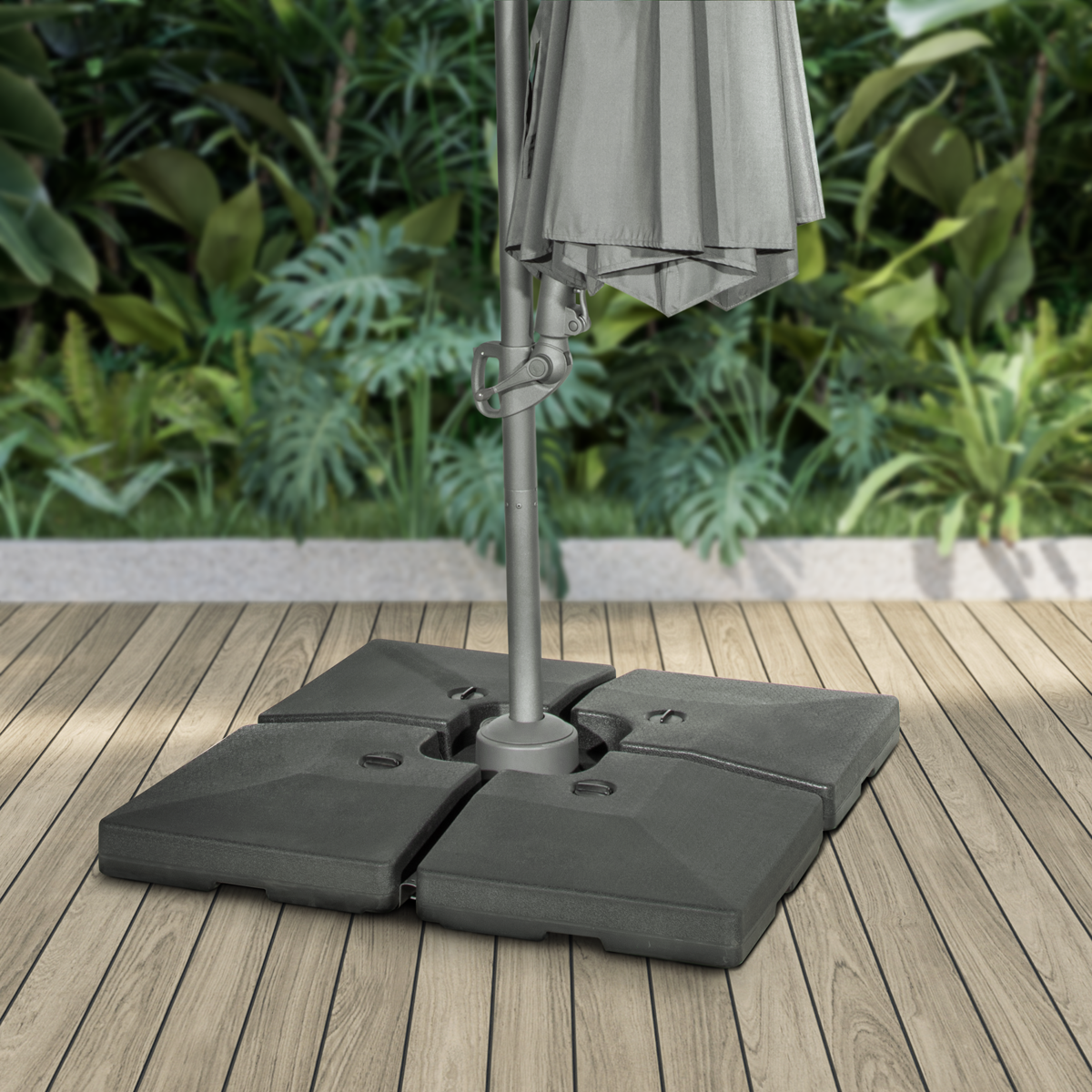 Dellonda Fillable Parasol Base 4pc 42L Black