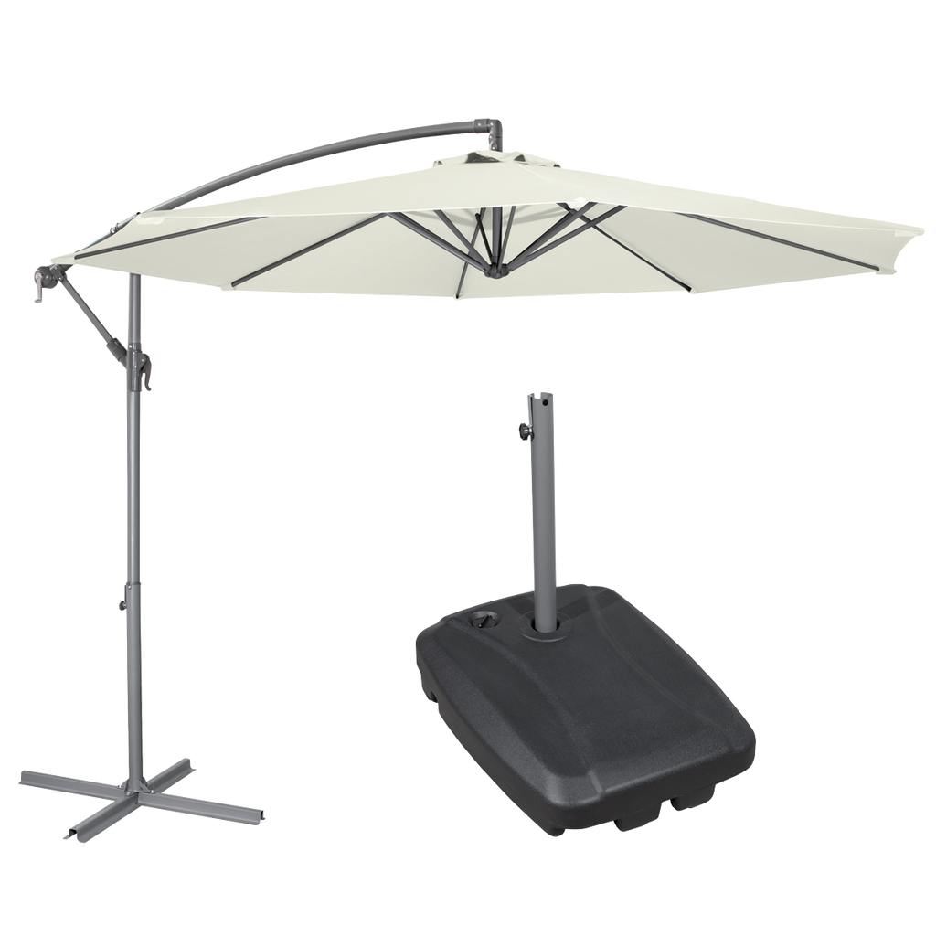 Dellonda Banana Parasol with Cover & Base 3m, Cream (DG271)