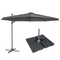 Dellonda Cantilever Parasol with Cover & Base 3m, 360° Rotation, Grey (DG272)