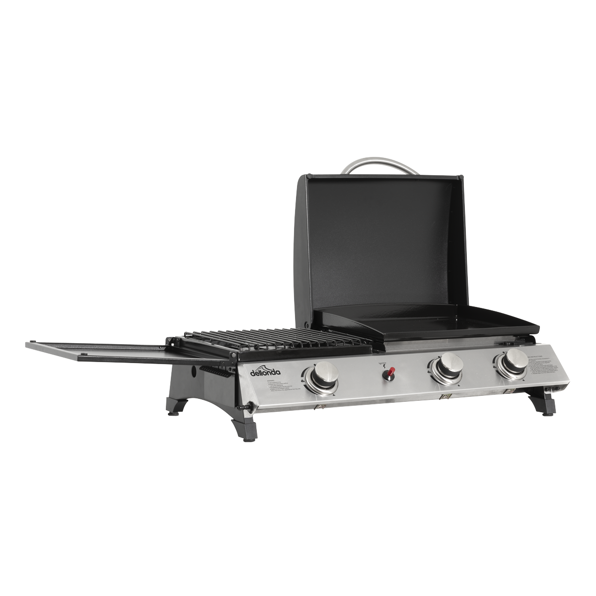 Dellonda 3 Burner Portable Gas Plancha/Grill 8.5kW, Stainless Steel (DG276)
