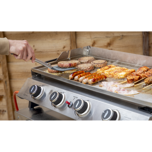 Dellonda 4 Burner Stainless Steel Portable Gas Plancha with Warming Rack 10kW