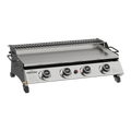 Dellonda 4 Burner Stainless Steel Portable Gas Plancha with Warming Rack 10kW