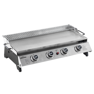 Dellonda 4 Burner Stainless Steel Portable Gas Plancha with Warming Rack 10kW