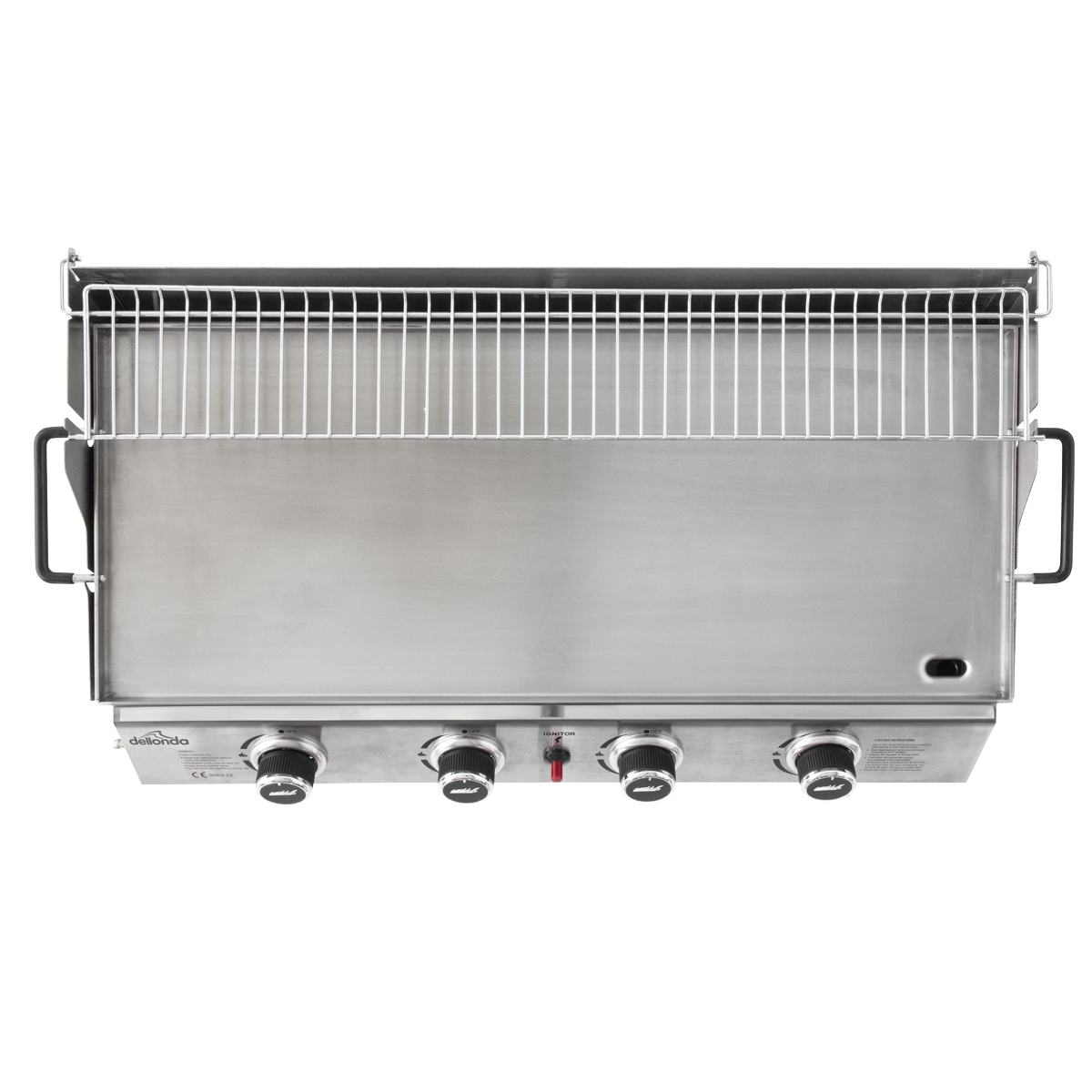 Dellonda 4 Burner Stainless Steel Portable Gas Plancha with Warming Rack 10kW
