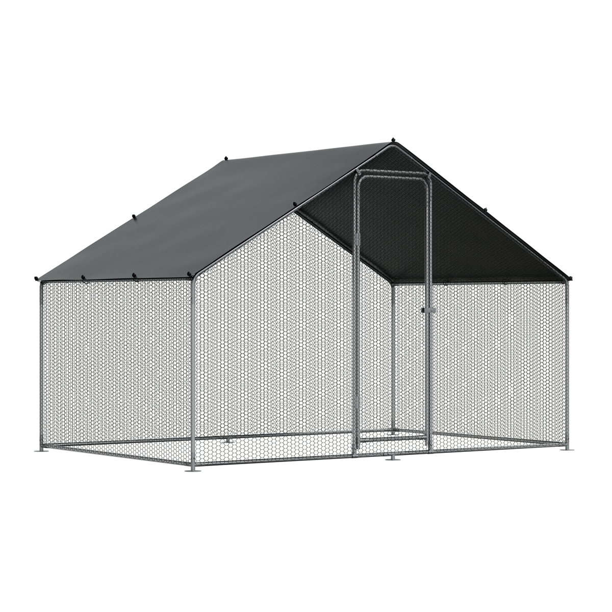 Dellonda Walk-In Galvanized Steel Chicken Run with Roof Cover & PVC Coated Chicken Wire