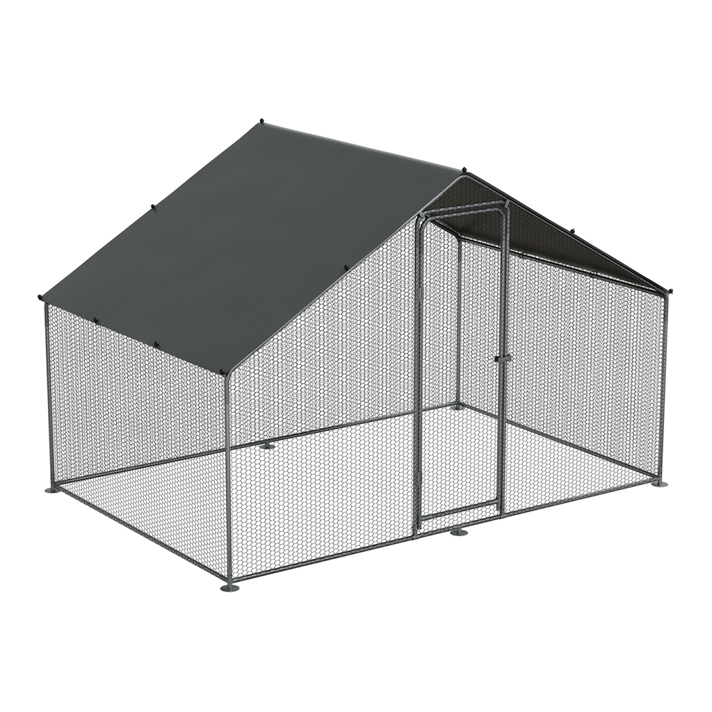 Dellonda Walk-In Galvanized Chicken Run with Roof Cover, 3x2x2m (DG278)